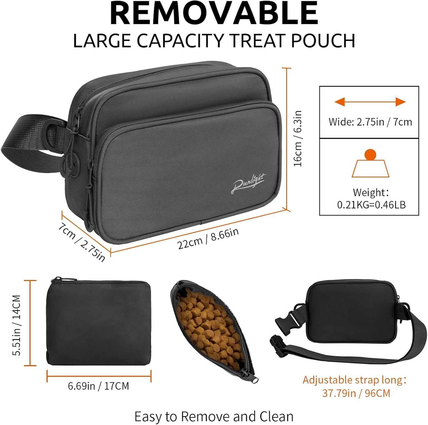 Dog Training Treat Pouch Fanny Pack,Dog Waist Belt,Dogs Walking Bag Crossbody with Poop Bags,Puppy Treat Bag Training Pouch (Black)