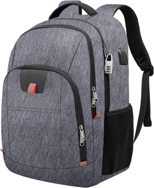 Della Gao Laptop Backpack for Men, Large Anti-Theft Business Travel Backpack with USB Charging Port, Water Resistant College School Computer Bag for Men/Women for 17 Inch Laptop and Notebook