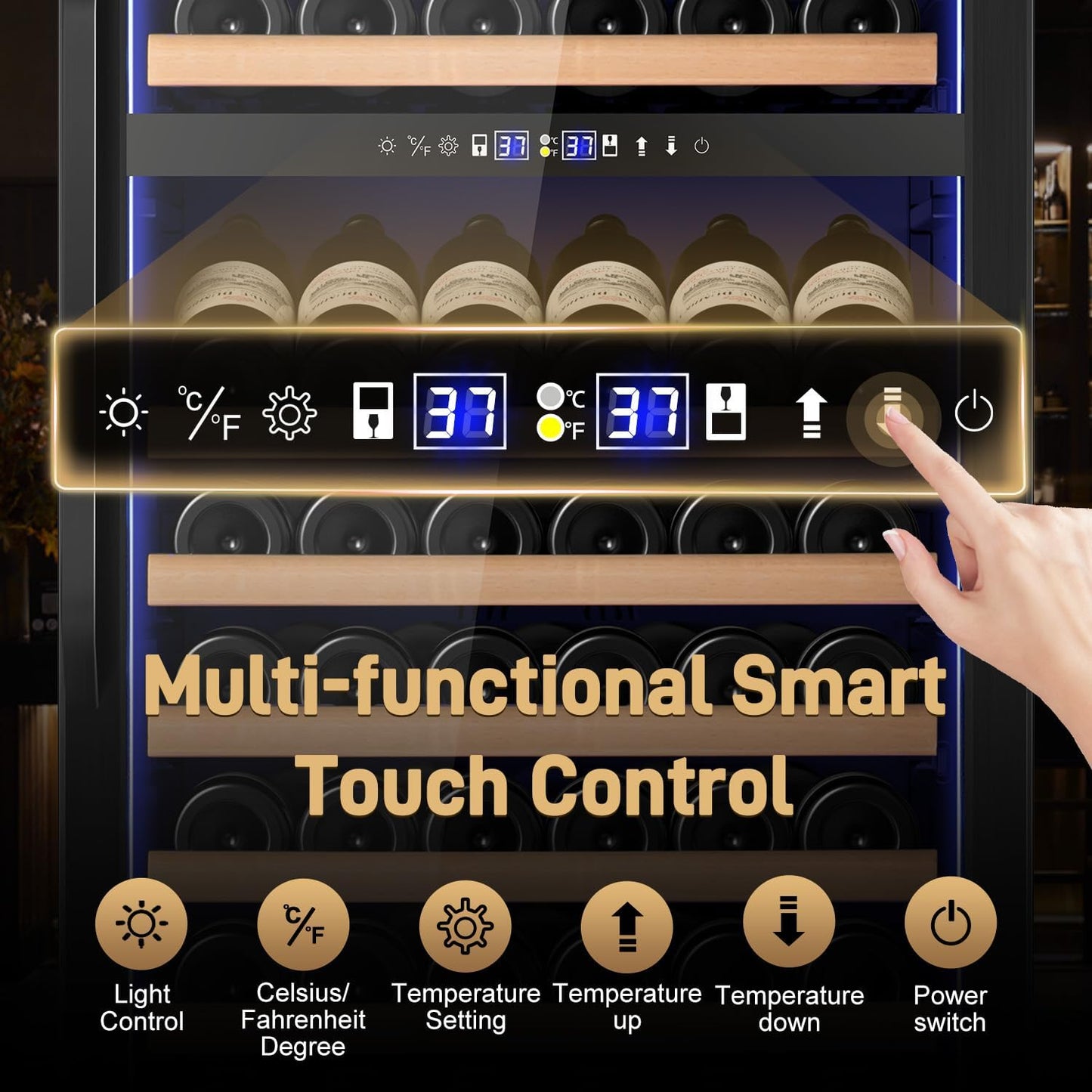 24" Inch Dual-Zone Wine Fridge, Freestanding/Built-in Wine Cooler Refeigerator, Large Capacity Tall Wine Cellar For Wine Collection, Wine Chiller with Safety Lock, Low Noise and Fast Cooling