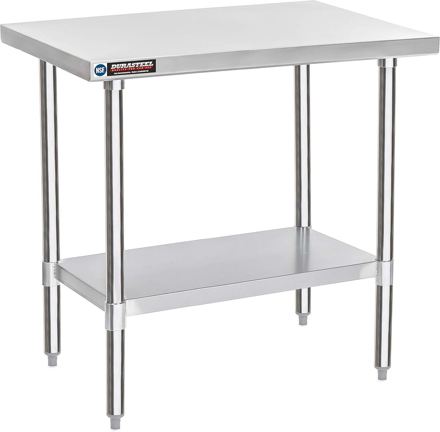 DuraSteel 24x36 Stainless Steel Work Table - NSF Commercial Prep Metal Table - Outdoor Pizza Oven Stand w/Under Shelf - Kitchen Island Laundry Utility Garage Microwave Stand Large Rolling Storage Cart