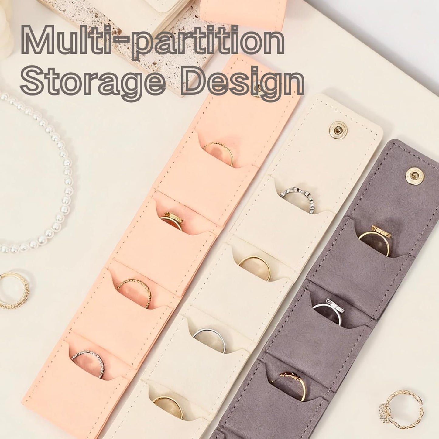 Mini Travel Jewelry Bag,Mini Jewelry Pouch,Protable travel Jewelry Storage Organizer Case,Small Jewelry Storage Roll with Buckle for Earrings,Rings,Necklaces (Gray, 1Pcs)