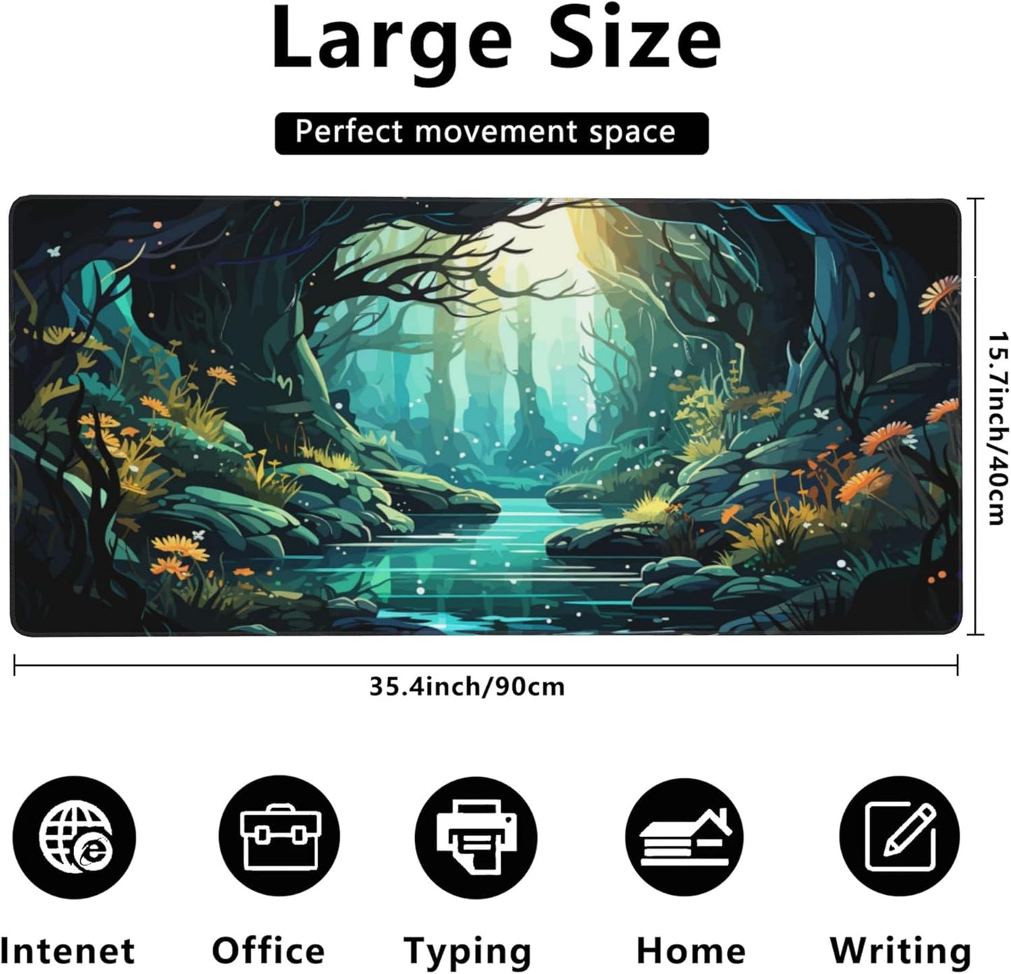 Gaming Mouse Mat Beautiful Landscape Large Mouse Pad Extended Mouse Pad Desk Mat Non-Slip Rubber Base Mice Pad Desk Pad for Office Game Home 35.4x15.75 in