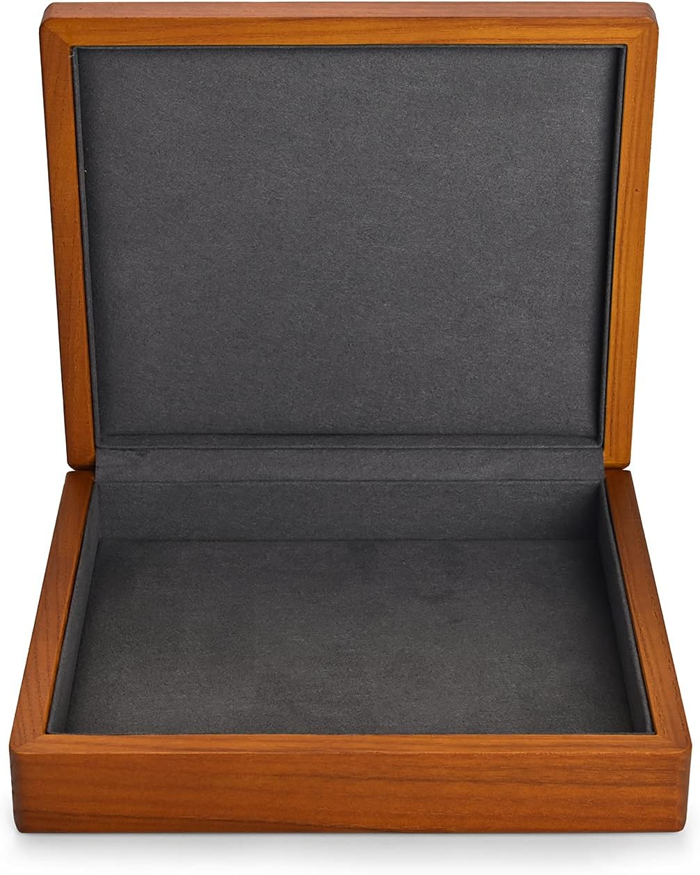 Oirlv Solid Wood Ring Jewelry Box Organizer Earrings Jewelry Drawer Organizer Tray with Lid (Grey Flat Box)