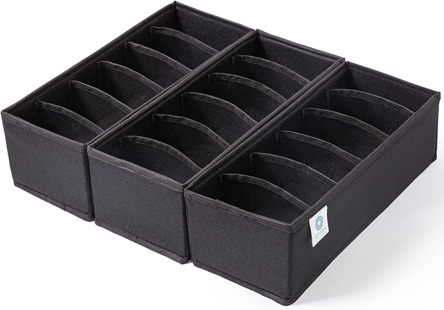 Qozary 3 Pack Sock Underwear Drawer Organizer Dividers, Collapsible Cabinet Closet Storage Boxes for Clothes, Socks, Lingerie, Underwear, Tie, Belt, Baby, Bedroom