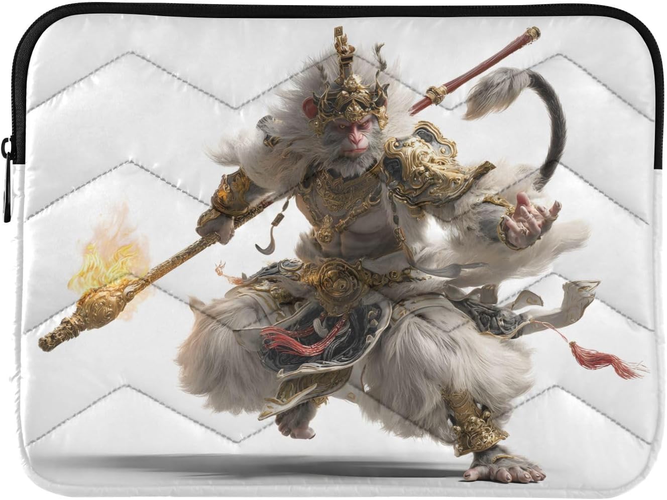 Quilted Laptop Sleeve Case,Slim Portable White Computer Protective Cover,Wukong(15'' - 16'')