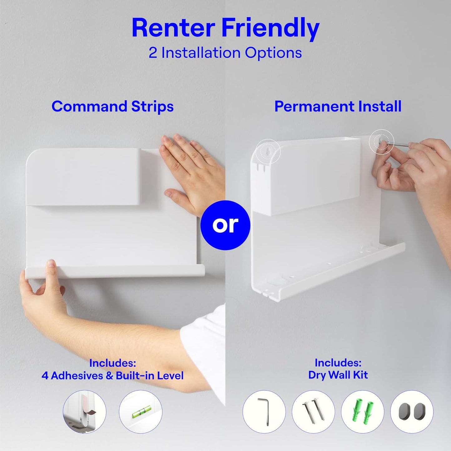WallShelfie Bedside Wall Organizer & Bedside Shelf, Room Decor, Dorm Room Essential, Floating Bedside Shelf Wall Mount Organizer, Remote Control Holder, RV Accessories, Floating Shelves (White)