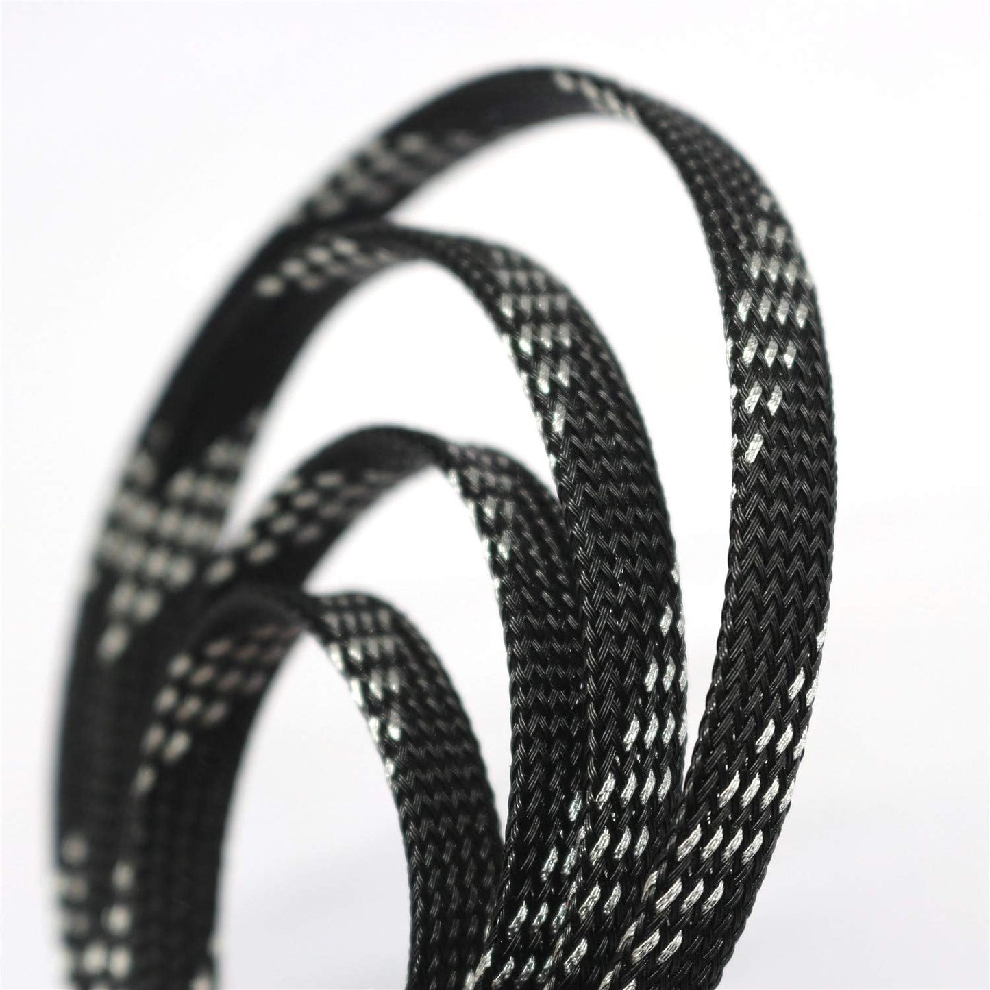 30ft PET Expandable Sleeving Wire Cable Sleeve (1/3", Silver&Black)
