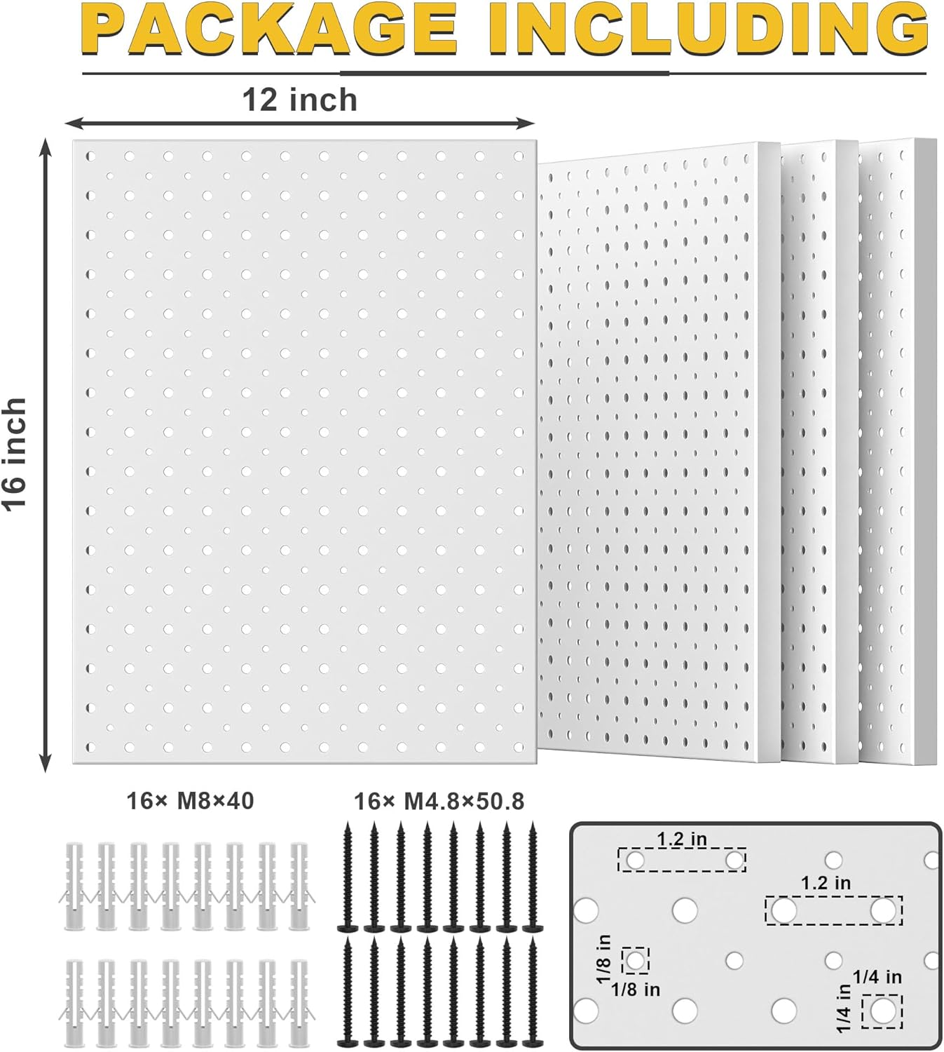 Ultrawall Metal Pegboard Panels, Pegboard Wall Organizer, Peg Boards for Wall, Garage Tool Storage Organization, 12"X16", 4pcs, Gray