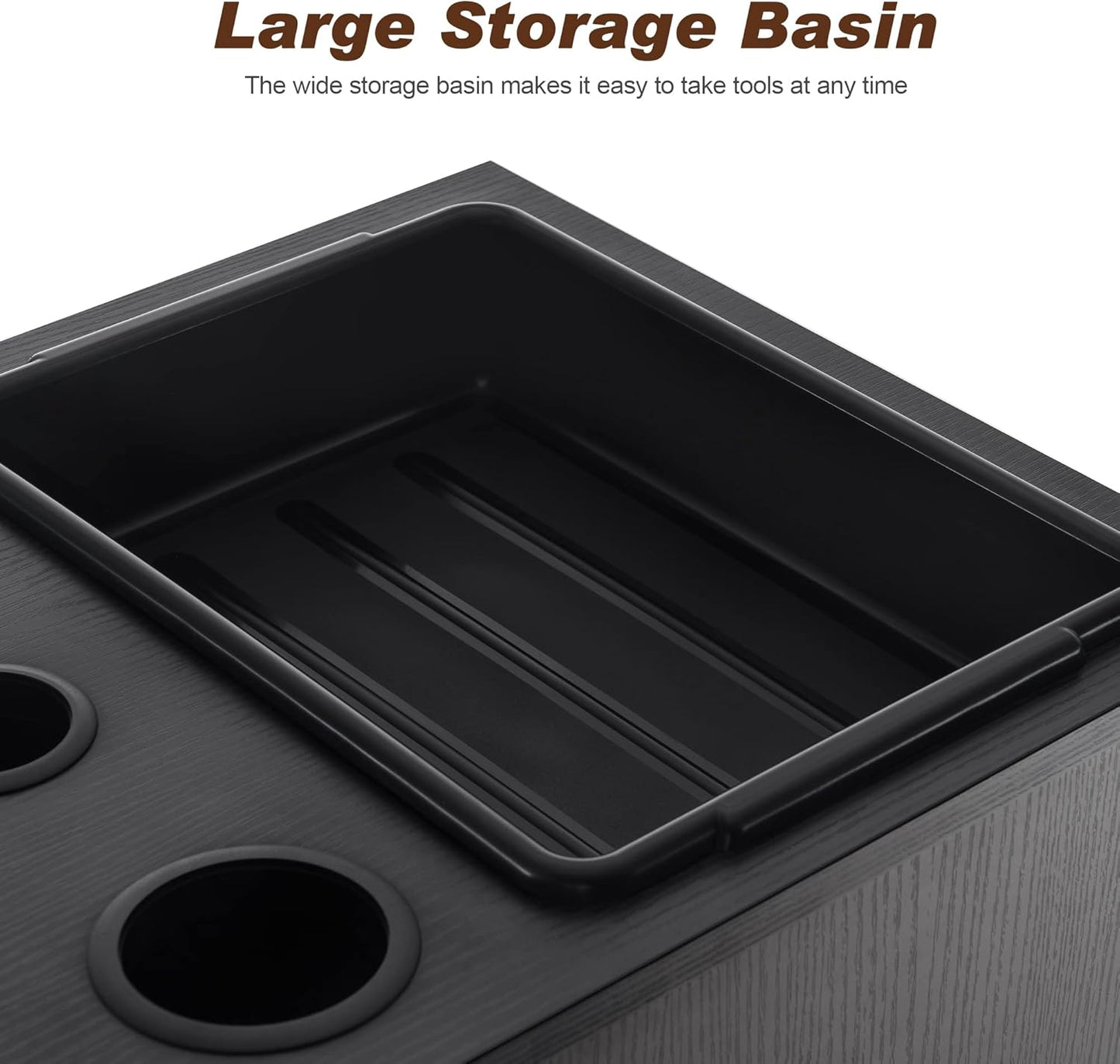 BarberPub Salon Storage Cabinet Beauty Locker Hair Dryer Holder Stylist Spa Equipment with Drawer 2035 (Black)