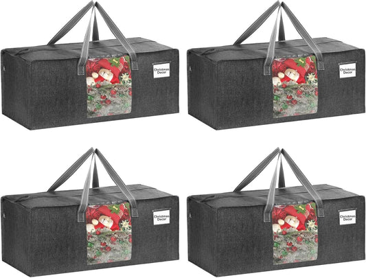 VENO 4 Pack Moving Bags Extra Large Storage Bags for College Move-In, Heavy-Duty Storage Totes, Packing Boxes, and Wardrobe Moving Supplies - Durable Laundry Bags for Clothes (Gray w/Window, 4 Pack)