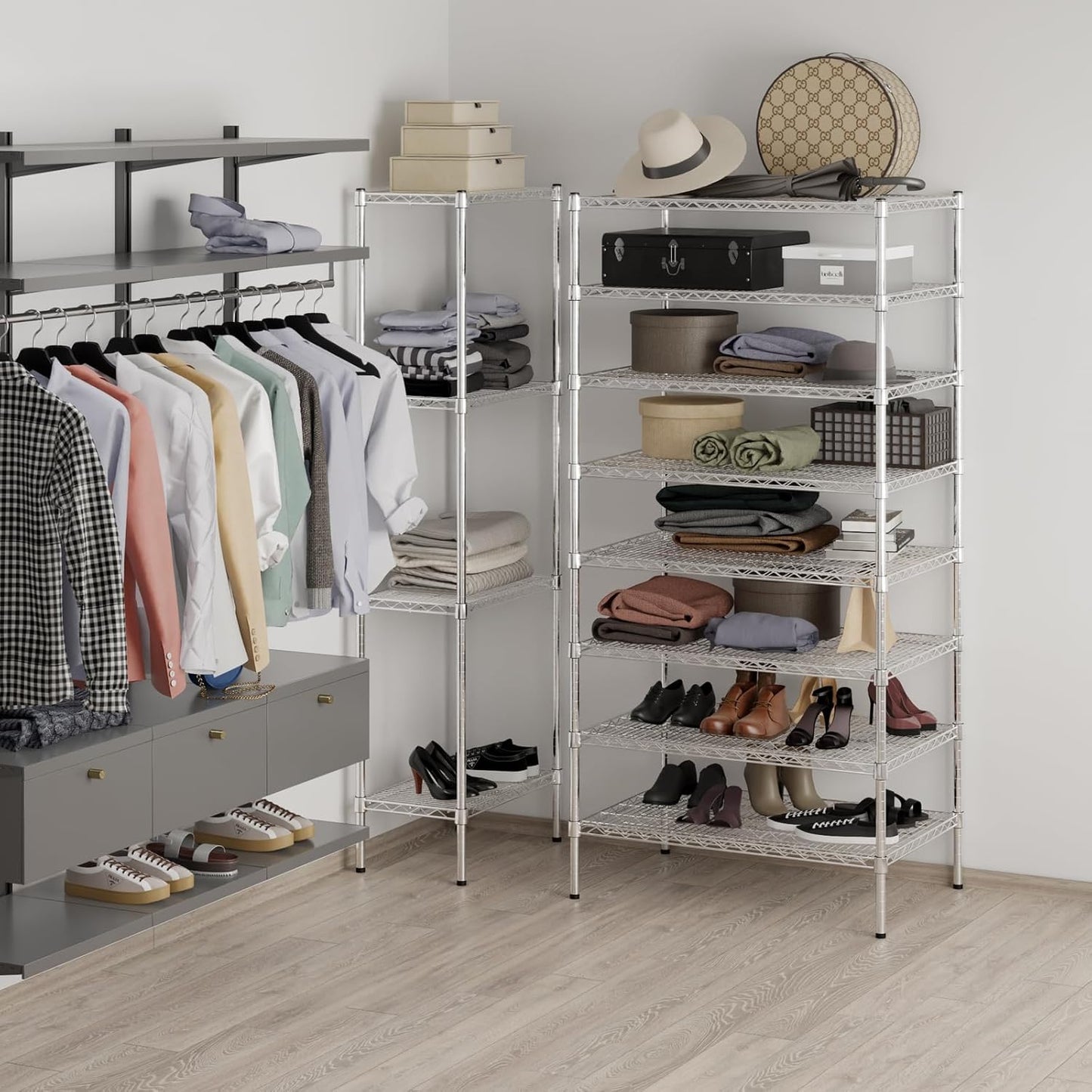 24" Deep x 36" Wide x 74" Height Wire Shelving Kit | 8-Tier | NSF Commercial Storage Rack Unit
