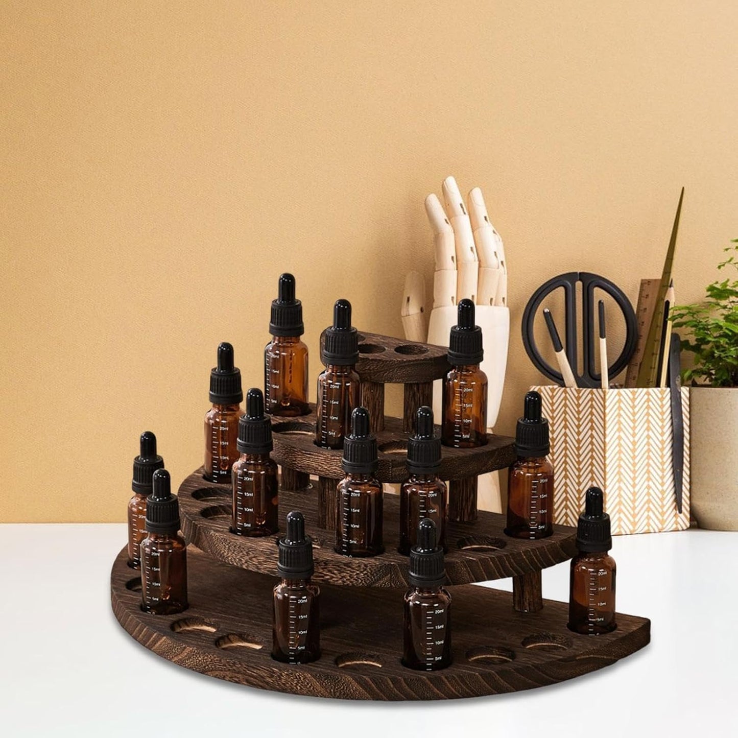 Essential Oil Storage Rack for 29 Bottles 4 Tier Wood Essential Oil Bottle Holder Organizer for Home SPA