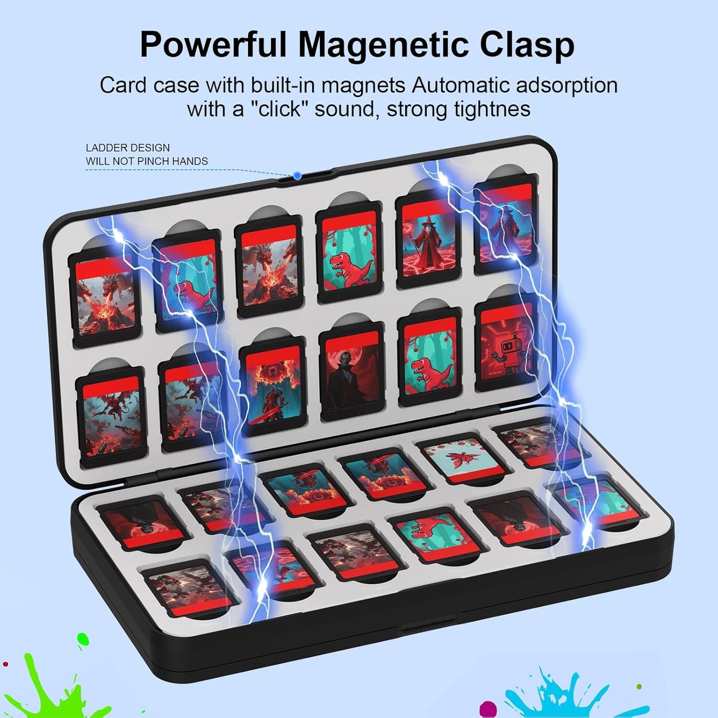 iPLYGAM Switch Game Case for Nintendo Switch 2/Switch/OLED/Lite with 48 Slots and 80 Memory Micro SD Card Storage, Portable Travel Switch Game Holder Organizer, Game Card Protective for Festival Gift
