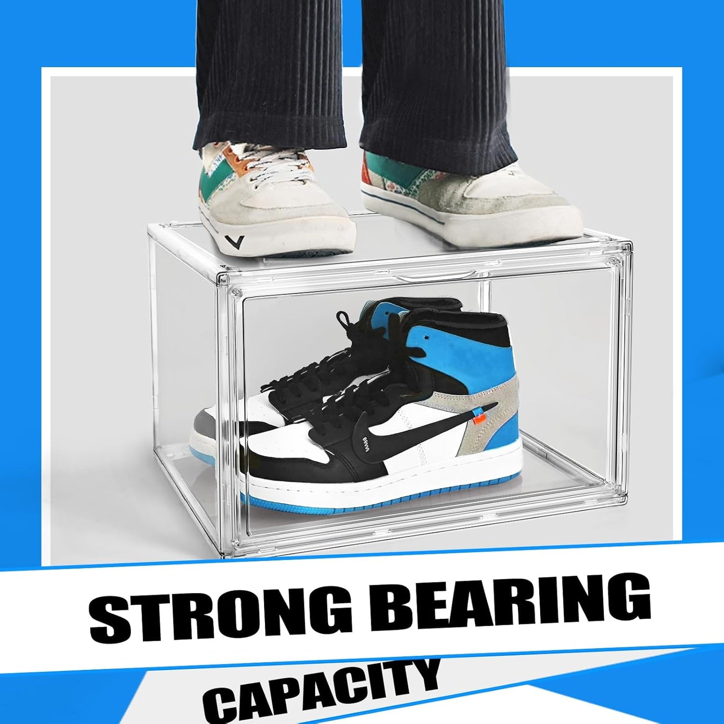 10 Pack Clear Shoe Storage Boxes Size 12 Stackable Sneaker Organizer Acrylic Display Case with Magnetic Lid, Clear Storage Bins for Entryway, Closet, Bebroom, Underbed, Bathroom, Kitchen