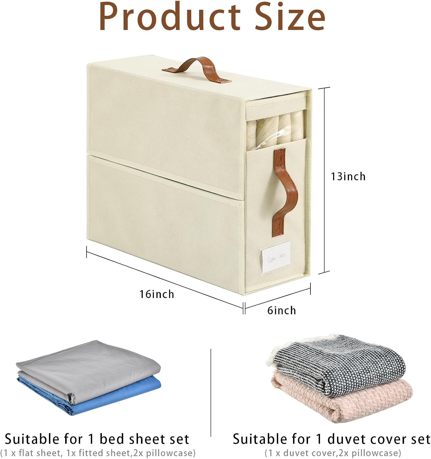 Bed Sheet Organizers and Storage,4 Pack Linen Closet Organizers and Storage, Foldable Bedding Organizer for Bedsheets, Duvet Covers and Pillow(Queen or King Size), Sheet Container with Window