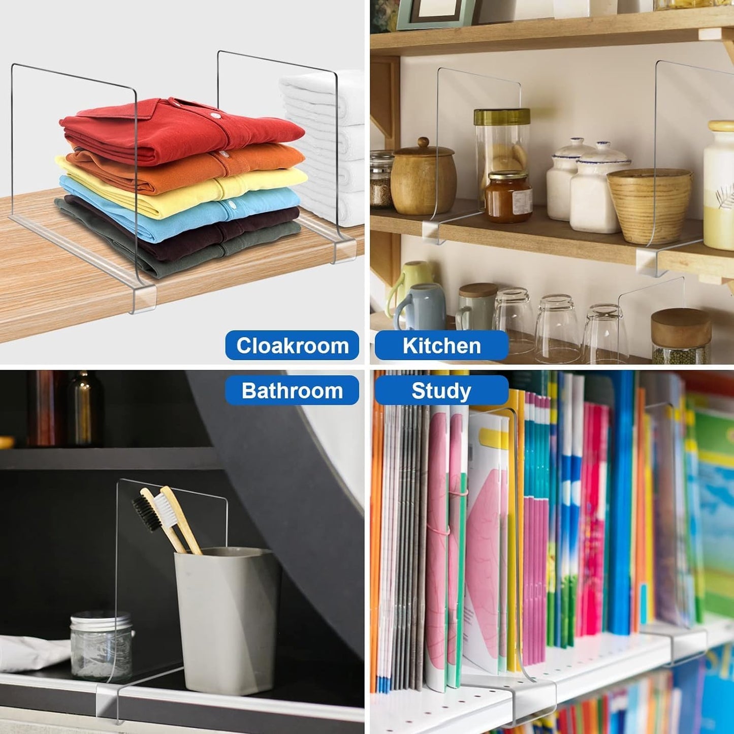 12 Inches Tall [Extra Tall Version] Shelf Dividers for Closet Organization and Storage, 10 Pack Purse Organizer for Closet Acrylic Bookshelf for Organization, Perfect for Sweater Shirts Handbags