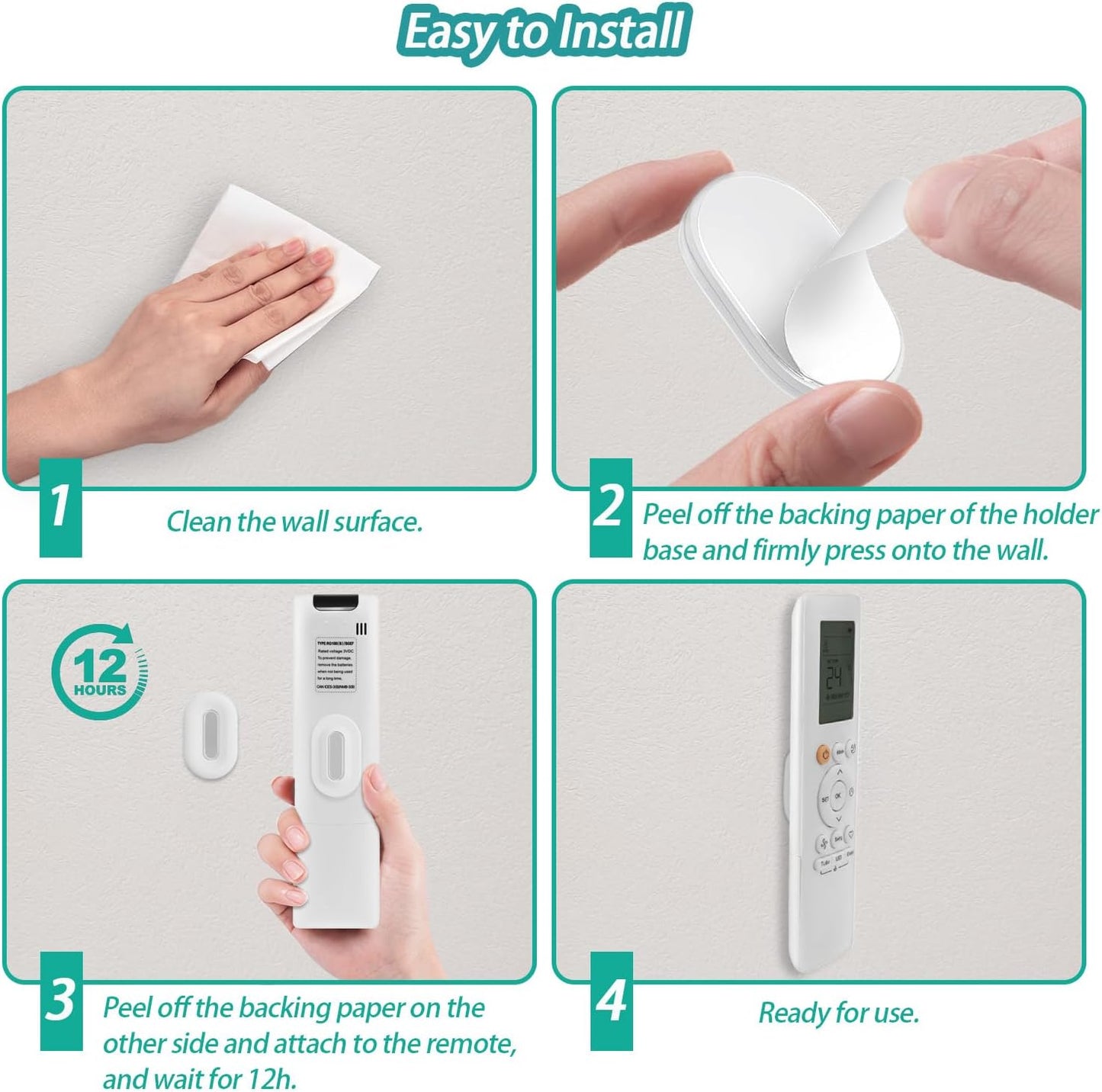 Magnetic Remote Control Holder Wall Mount, 5 Pack TV Remote Holder Wall Mount, Silicone Remote Organizer Magnetic Remote Holder for Bed, TV, Ceiling Fan and Air Conditioner (White)