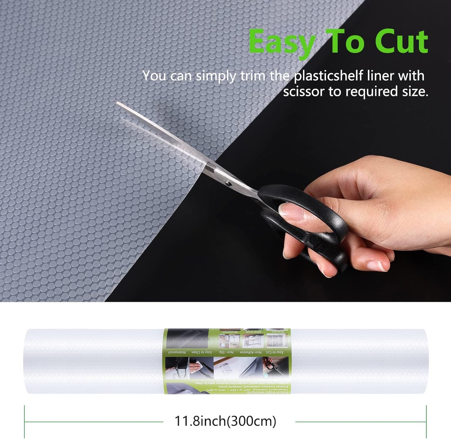 Shelf Liners for Kitchen Cabinets Refrigerator Liners Waterproof Kitchen Cupboard Liner Non-Slip Drawer Mats Non Adhesive Fridge Mats for Shelves - Clear 11.8 x 118 Inches