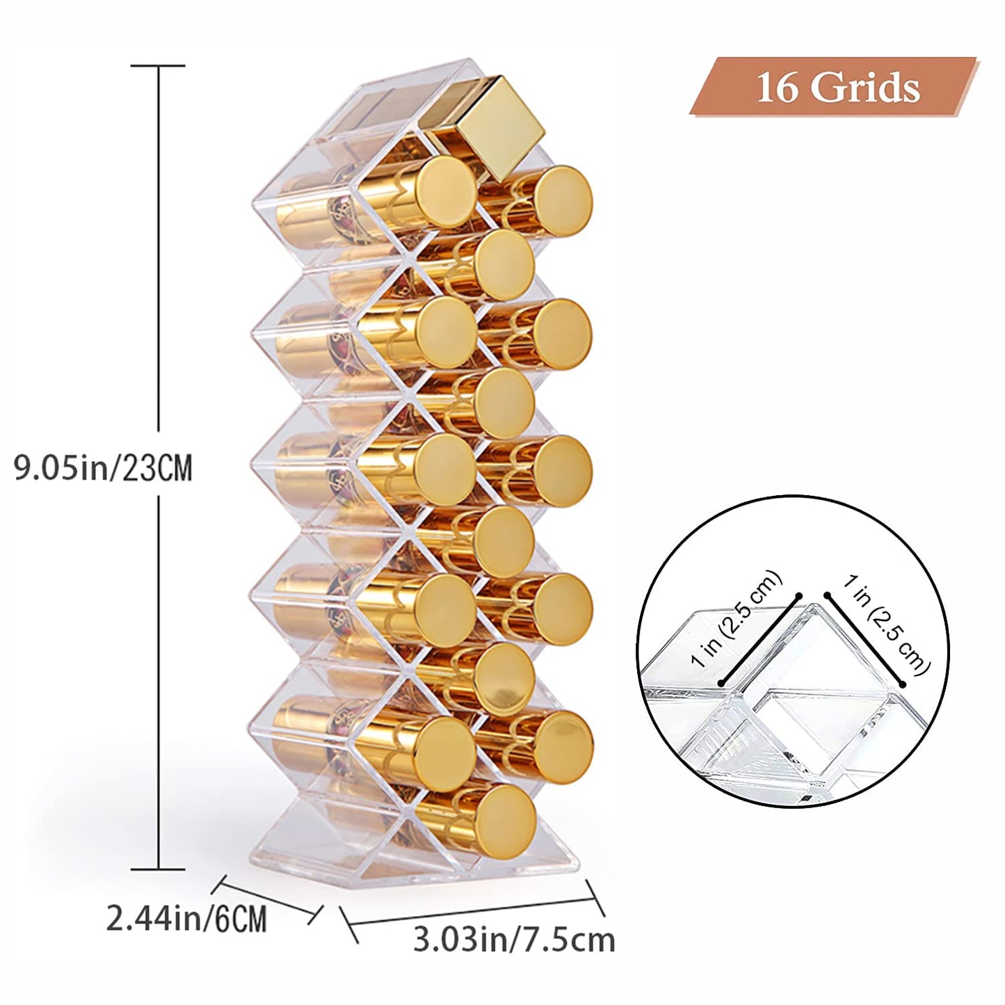 Lipstick Holder Organizer 32 Spaces Acrylic Stackable Fish Shape Lipstick Tower, Lip Gloss Storage Stand for 32 Lip Slots, Perfect for Lipgloss Makeup Vanity Display, Clear (2 Pack)