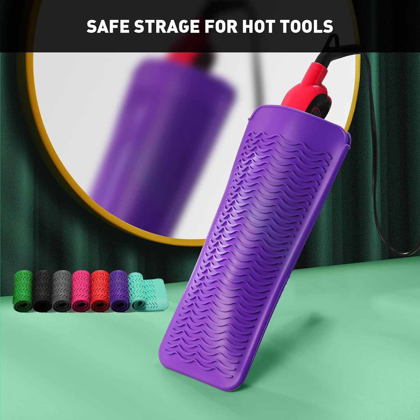 ZAXOP Resistant Silicone Mat Pouch for Flat Iron, Curling Iron,Hot Hair Tools (Purple)