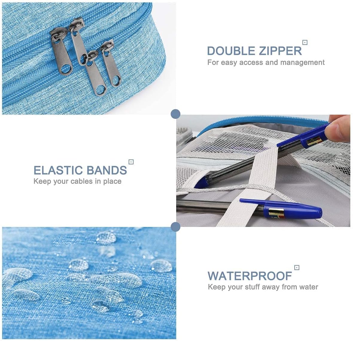 Electronics Organizer, Jelly Comb Electronic Accessories Cable Organizer Bag Waterproof Travel Cable Storage Bag for Charging Cable, Power Bank, iPad