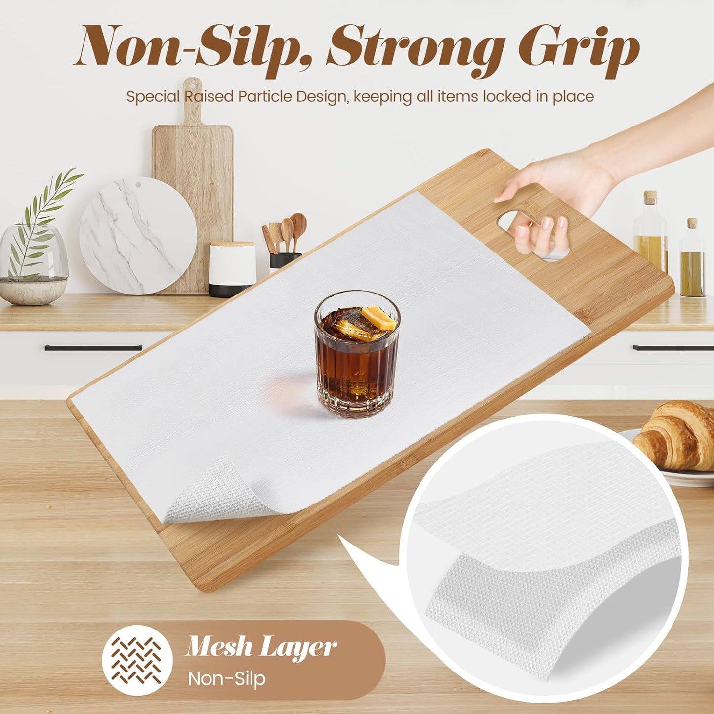 Drawer Shelf Liner for Kitchen Cabinets, Non Adhesive Slip Resistant Shelf Paper Easy to Clean, Strong Grip Thickened Waterproof Washable Mats for Pantry Shelves Cupboard Dresser(White, 24 in x 10 FT)
