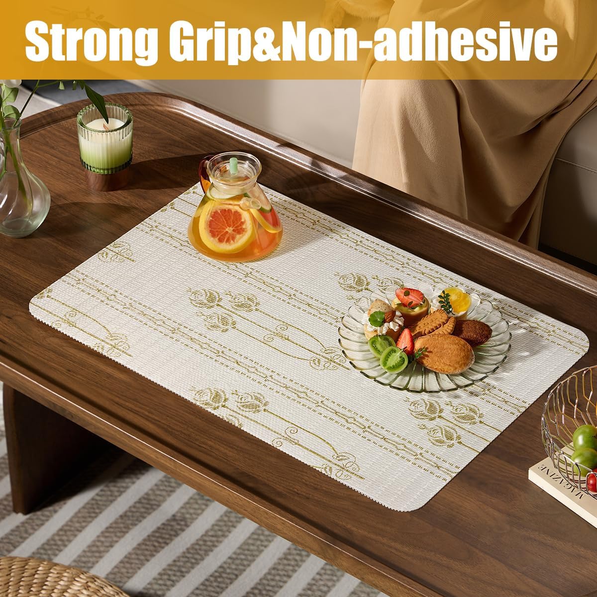 Drawer and Shelf Liner for Kitchen Cabinets Non-Adhesive Drawer Liners Floral Shelf Liners for Kitchen Non-Slip Cabinet Liner Strong Grip Waterproof Liners Easy to Clean 12IN × 10FT