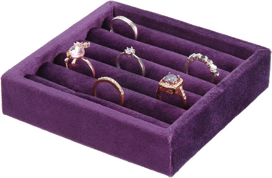 uxcell Stackable Jewelry Storage Tray, Jewelry Tray Drawer Organizer, Small Display Box for Earrings, Necklaces, Rings and Bracelets, Dark Purple