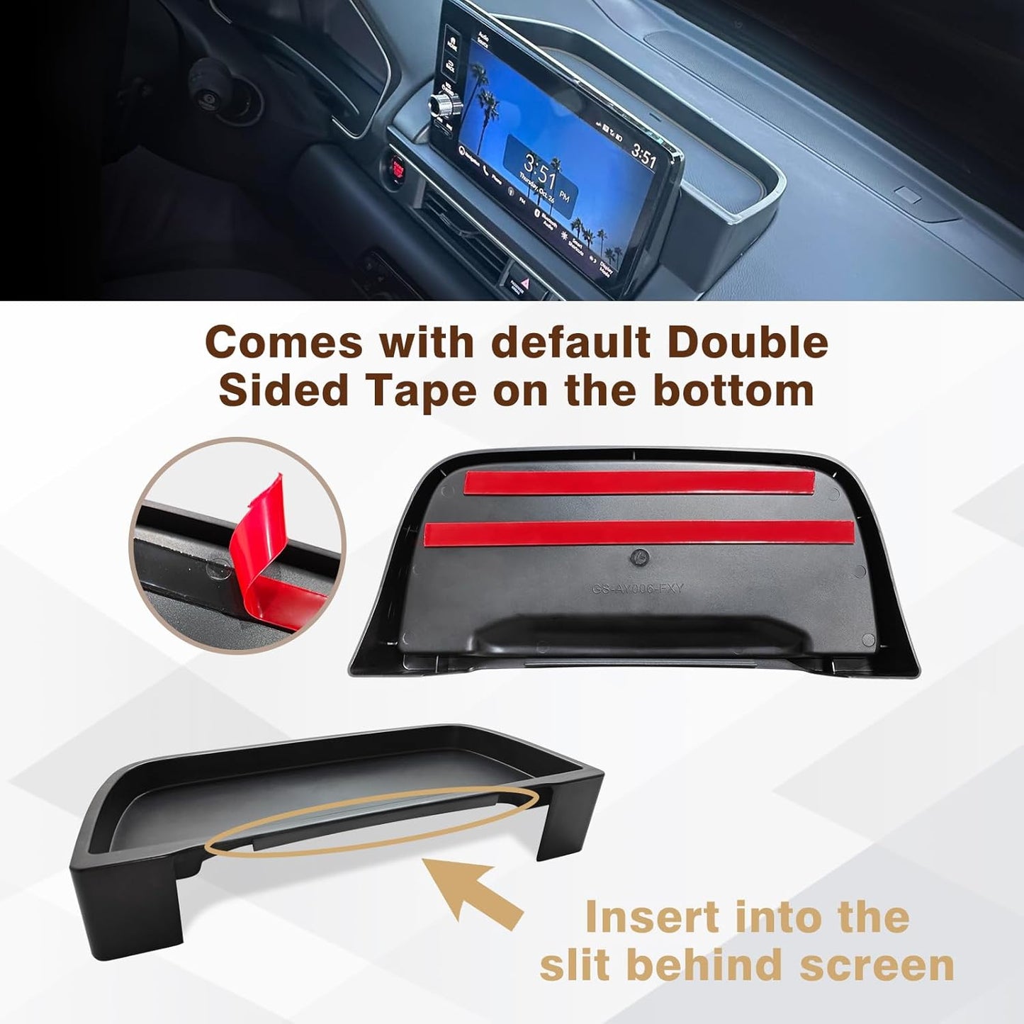 Muslogy for 2025 2024 2023 Pilot Dash Storage Tray Insert Behind Screen Center Console Organizer Interior Accessories Compatible with Honda Pilot 2023-2025 Sport EX-L TrailSport Touring Elite(Brown)