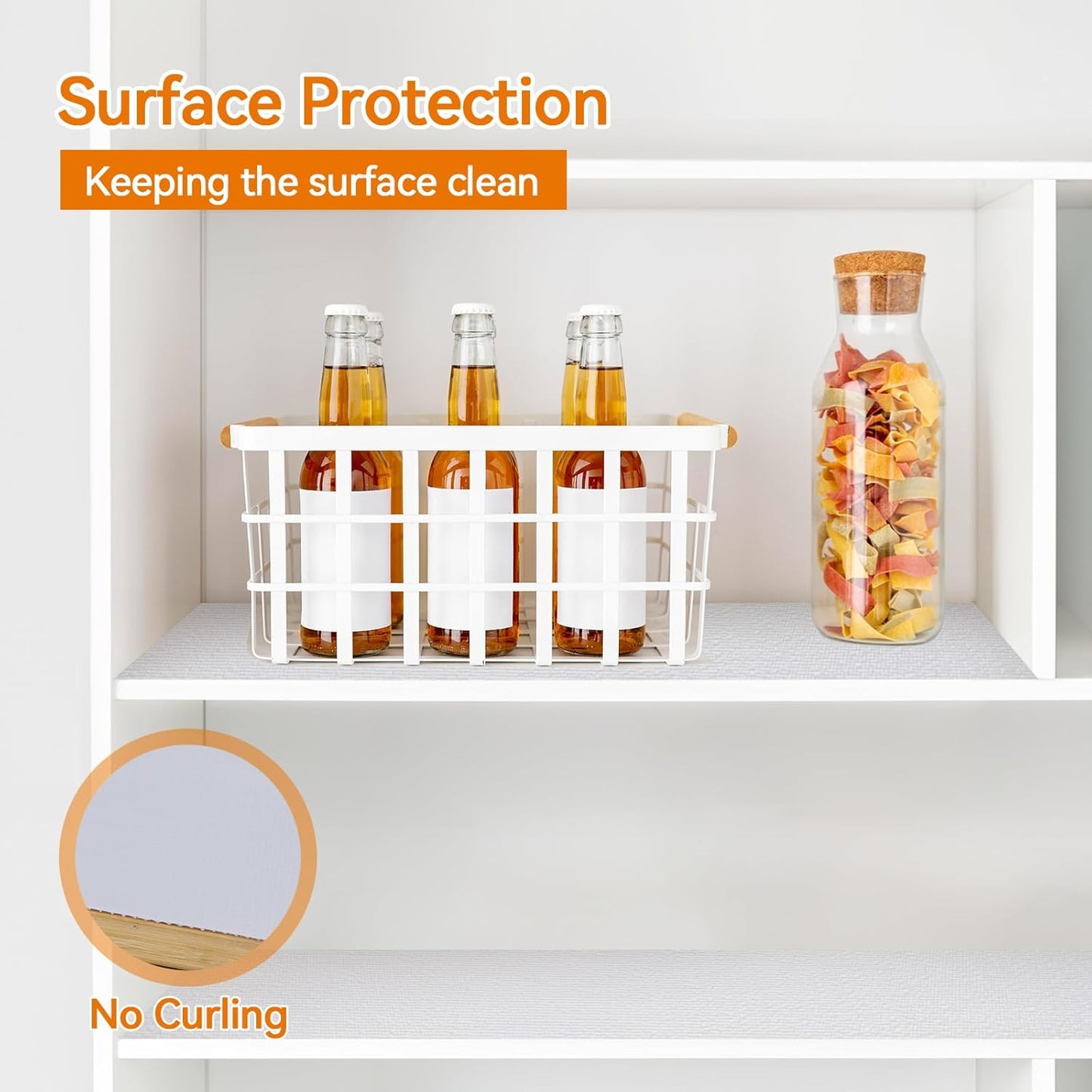 Shelf and Drawer Liner for Kitchen Cabinets Non-Adhesive, Strong Grip Non-Slip Thickened Cabinet Liners for Shelves, Waterproof Mats for Dresser Cupboard, White, 17 in x 10 Feet