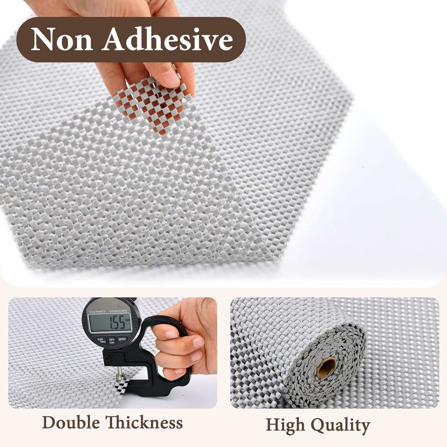 Drawer and Shelf Liner for Kitchen Cabinet: 23.6 in X 30 Ft Non Slip Waterproof Shelf Paper Non Adhesive Refrigerator Liners Light Gray Easy Liners for Bathroom