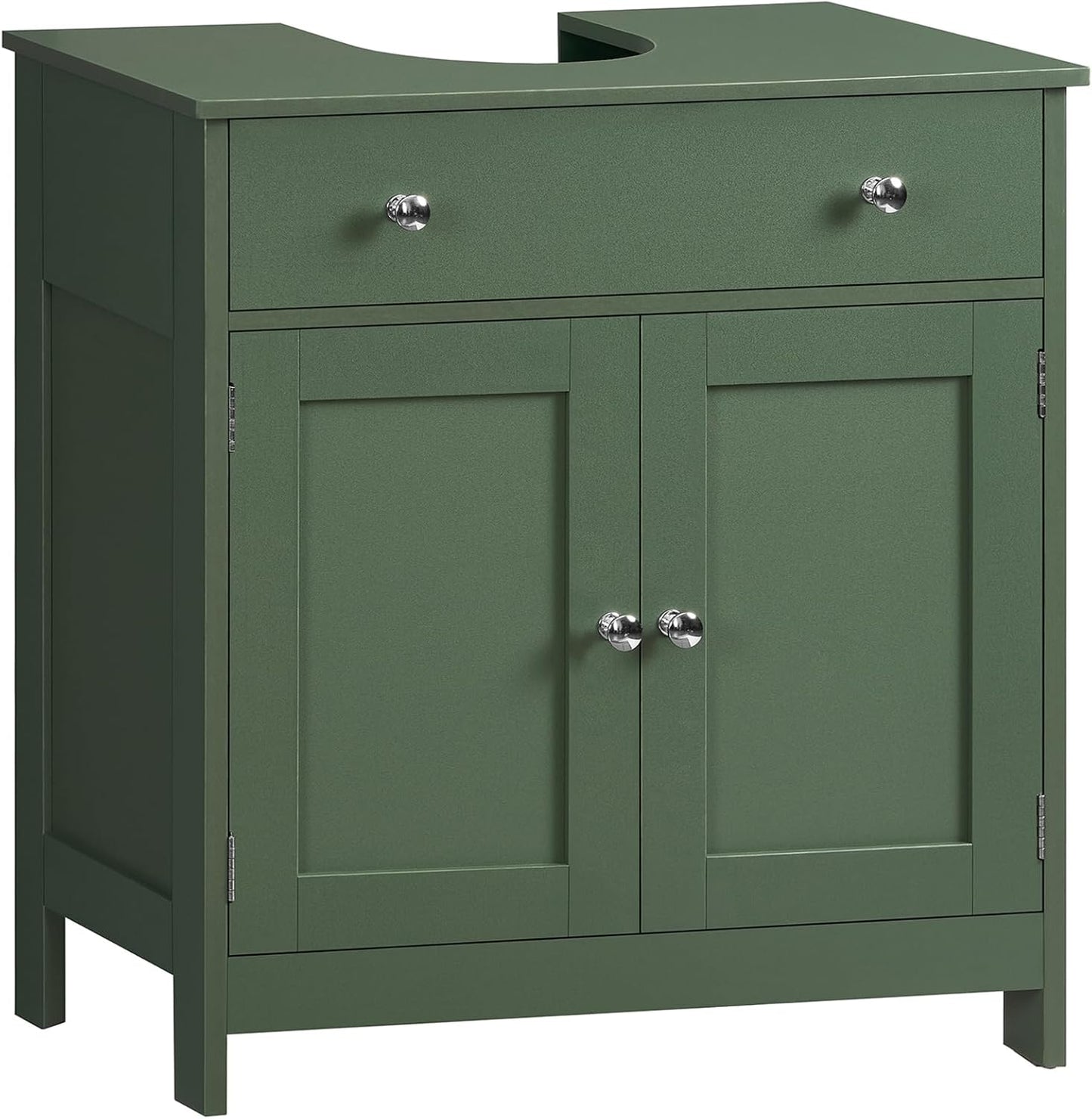 TEENFON Pedestal Sink Storage Cabinet with 2 Doors and Drawer, Bathroom Sink Cabinet, Under Sink Storage with U-Shape Cut-Out, Green UNYSG033V