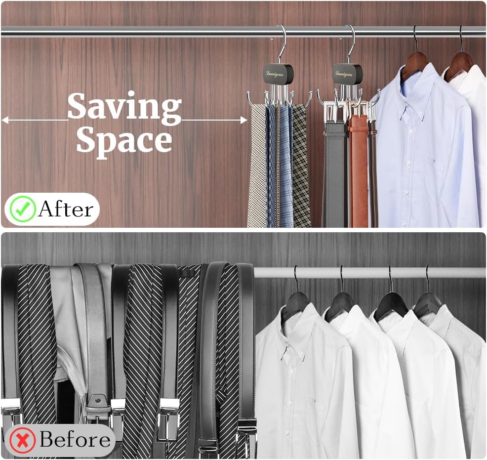 Belt Hanger, Belt Organizer for Closet,Rotatable Tie Rack,Belt Holder,Hanging Closet Storage Hook for Belt, Bra, Tank Top, Tie, Scarf, Purse,1PCS,Black