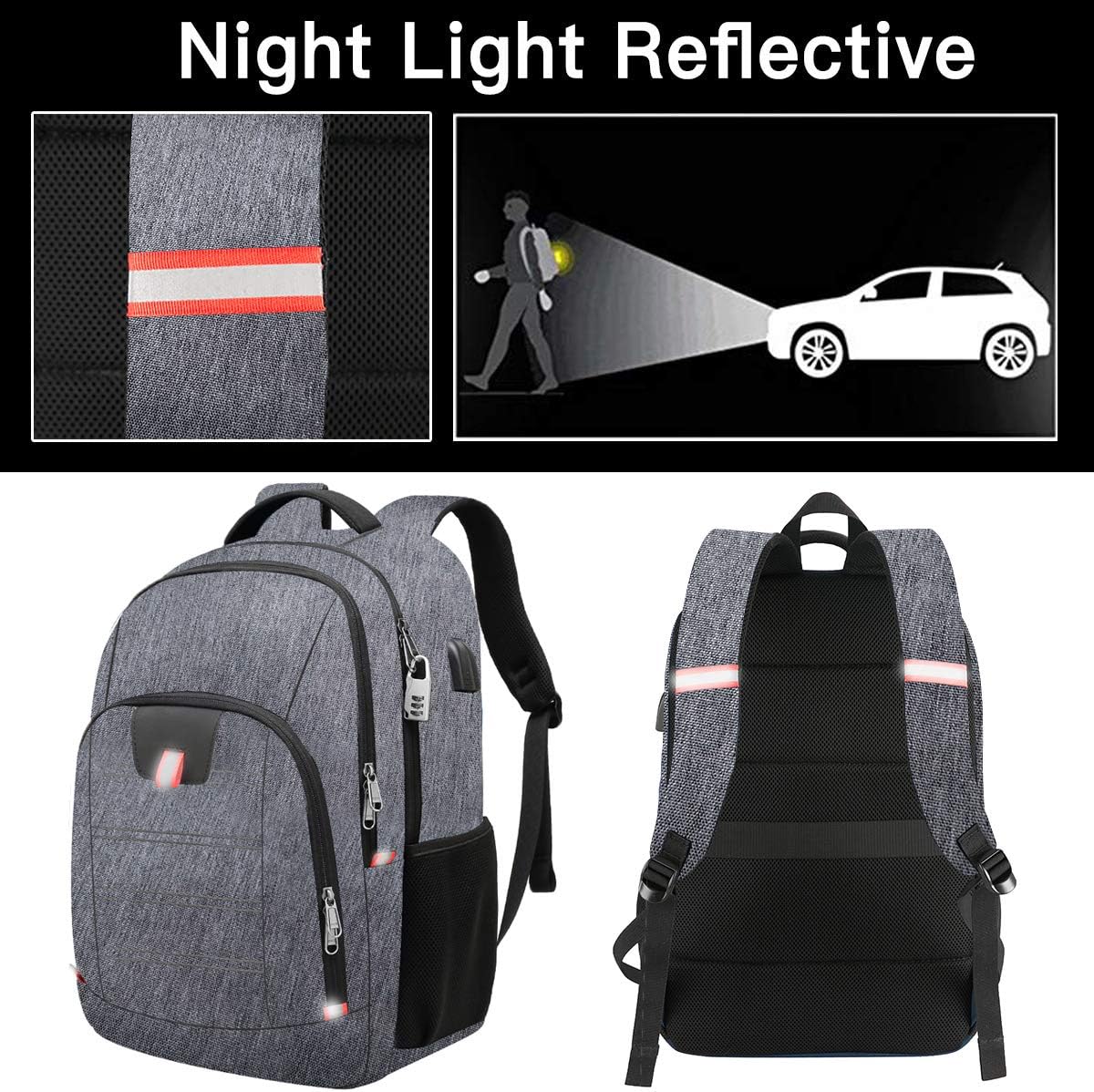 Della Gao Laptop Backpack for Men, Large Anti-Theft Business Travel Backpack with USB Charging Port, Water Resistant College School Computer Bag for Men/Women for 17 Inch Laptop and Notebook