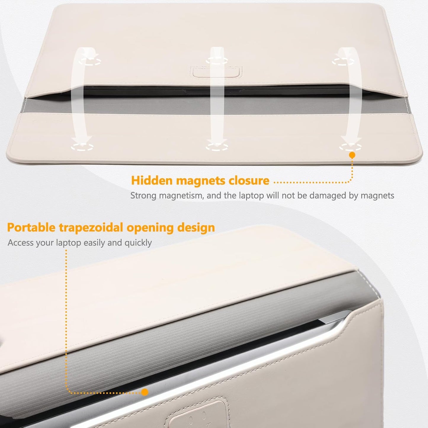 HYZUO 15 Inch Laptop Sleeve Case with Stand for MacBook Air 15 M4 A3241 M3 A3114 M2 A2941 2025-2023, 15" Surface Laptop 7/6/5/4, MacBook Pro 15 A1990 A1707 2019-2016, with Pouch, Beige