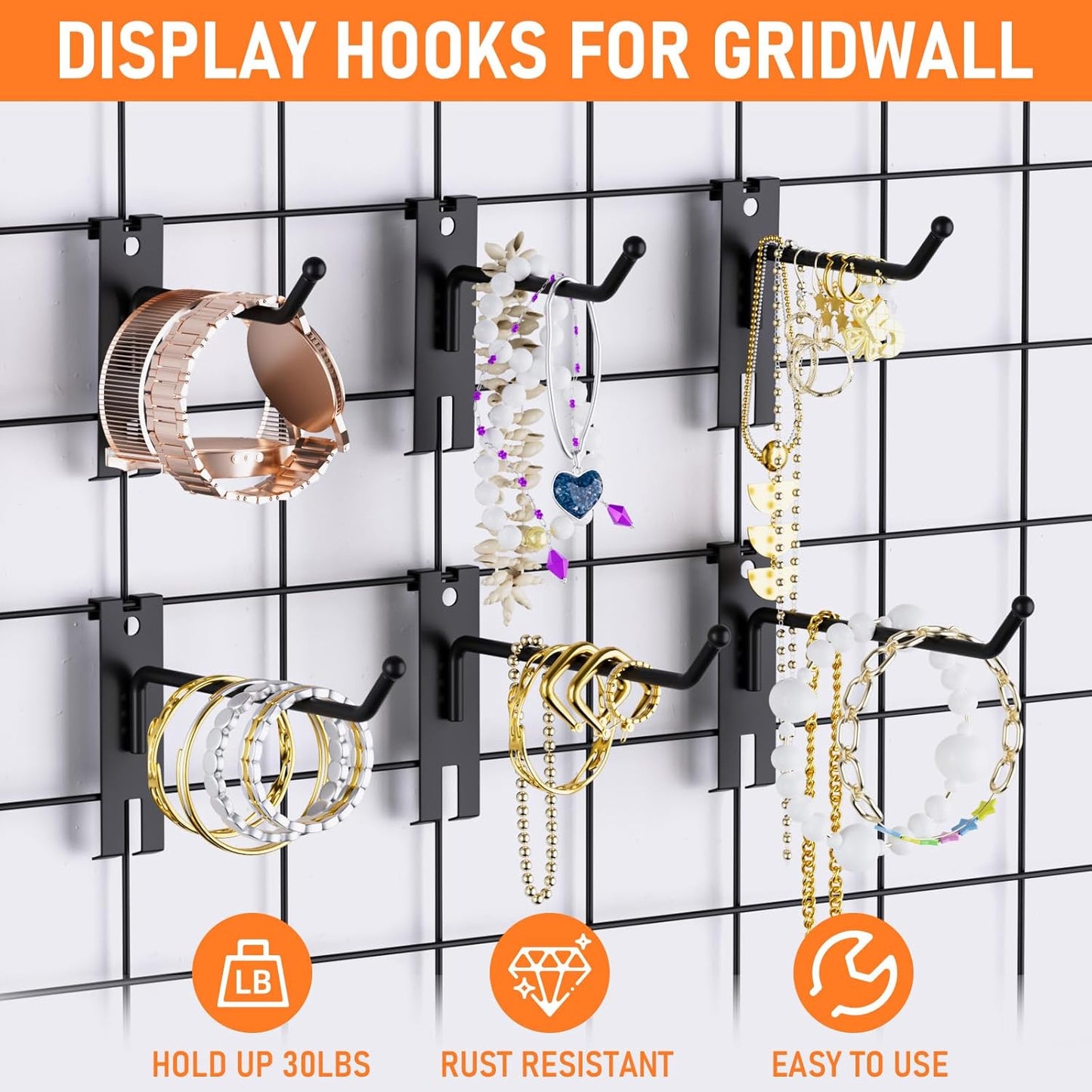 INCLY 4 Inch Gridwall Hooks, 60 Pack Heavy Duty Black Display Hooks for Grid Wall Panels, Gridwall Accessory for Storage Display Clothes in Retail Shop Garage