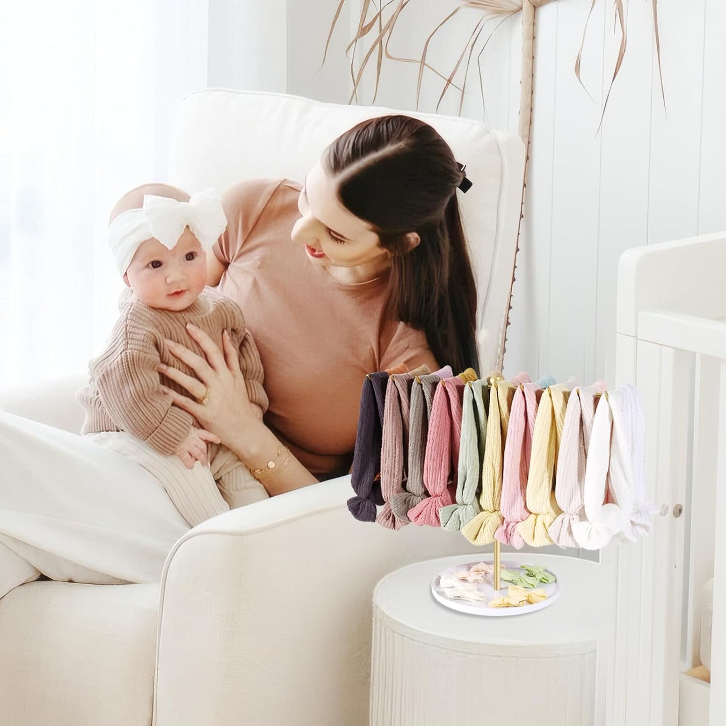 POVETIRE Baby Headband Holder Hair Bow Organizer for Girls,Metal Hair Ties Display Hairband Storage Head Wrap Stand Hair Accessories Organizer for Newborn Infant Toddler Kids