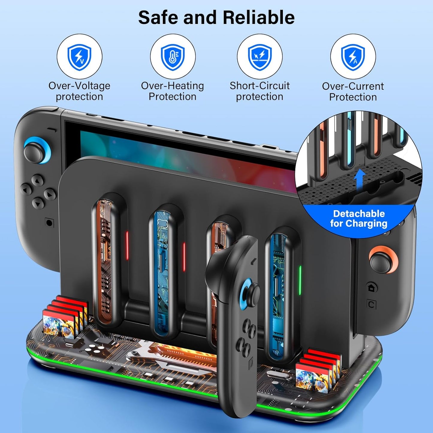Switch 2 Controller Charger, 3H Fast Charging Dock for Nintendo Switch 2 Joycon, Charger Station for Joycon 2 with LED Lights, 8 Game Card Slot, Storage Docking Stand for Switch2 Accessory