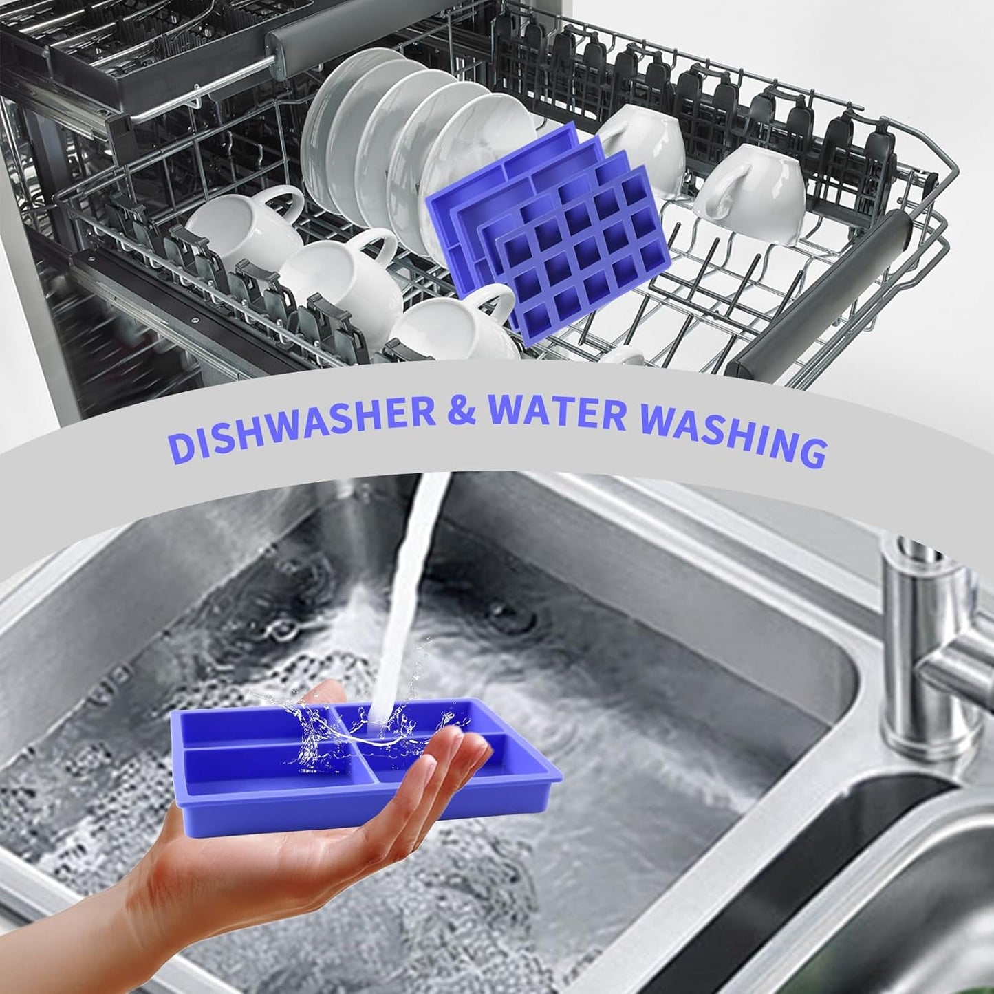 4 Pcs Silicone Tray Dividers for Harvest Right Freeze Dryer,Silicone Food Molds for Harvest right freeze dryer accessories，Reusable Dryer Food Freezer Trays (Purple,Mixing cavity)