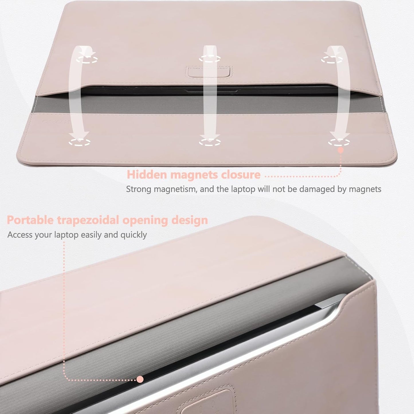 HYZUO 15 Inch Laptop Sleeve Case with Stand for MacBook Air 15 M4 A3241 M3 A3114 M2 A2941 2025-2023, 15" Surface Laptop 7/6/5/4, MacBook Pro 15 A1990 A1707 2019-2016, with Pouch, Apricot