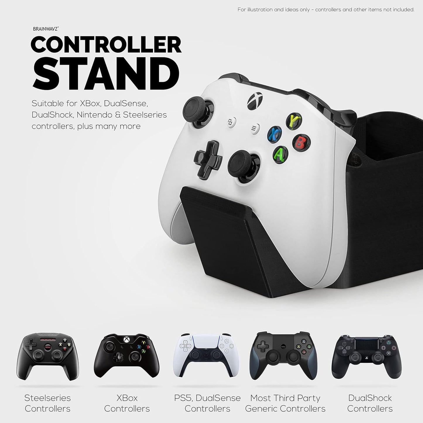 BRAINWAVZ Game Controller, TV Remote Control & Pens Pencils Stationery Storage Desktop Organizer Holder, Universal Design for Xbox ONE PS5 PS4 PC Gamepads, Reduce Clutter (D04)