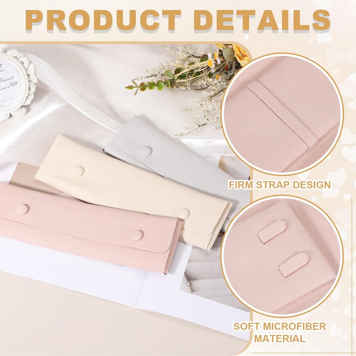uxcell 6 Pcs Microfiber Necklace Travel Case, Necklace Pouch Storage Bag Microfiber Jewelry Travel Organizer Tangle Free for Women Gift, Gray