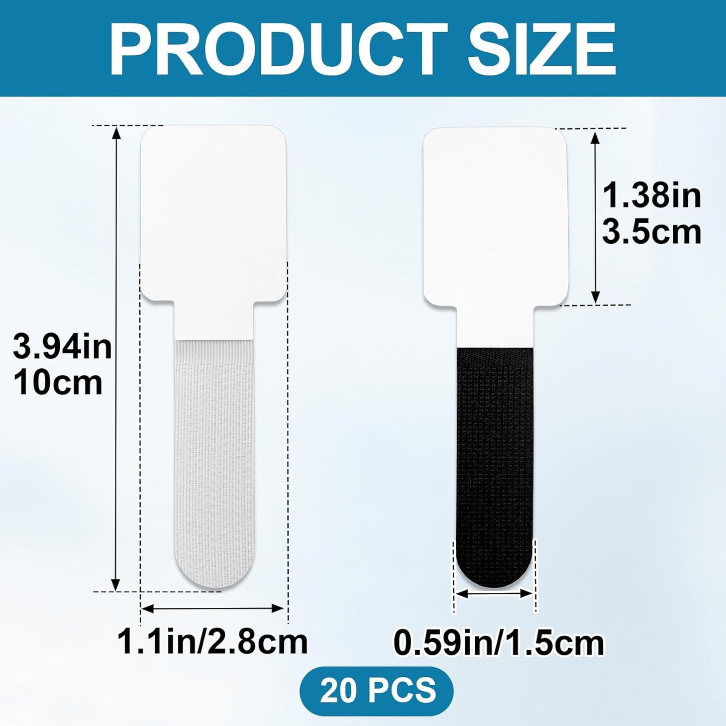 20pcs Hook and Loop Cable Ties, 3.94 Inch Self Adhesive Cable Management Straps for Desktop Network Wires, Adjustable Reusable Appliances Cord Organizer for Office Home Desk - Black, White