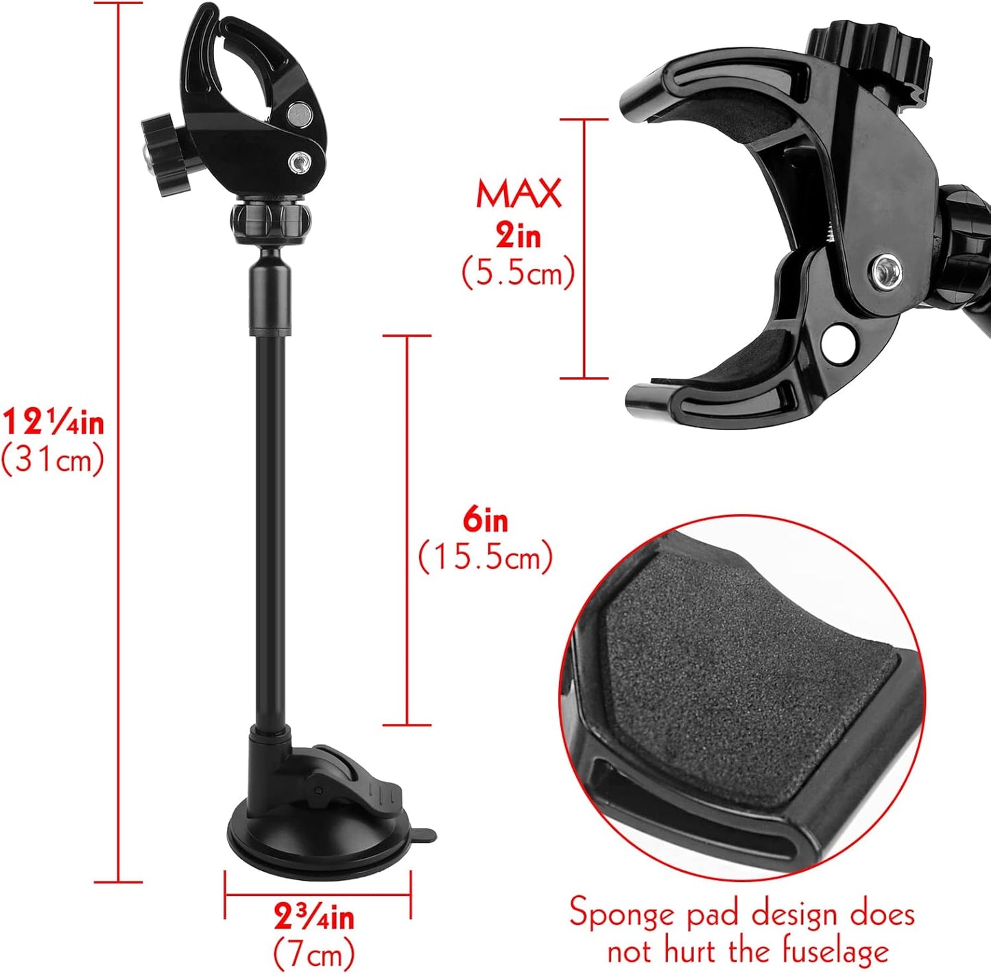 LUEXBOX Adjustable Hair Dryer Holder Stand, 360 Degree Rotation Blow Dryer Bracket with Positionable Arm and Suction Cup, Hands Free Hair Dryer Holder for Mirror and Ceramic Tile (Black 1Pack)