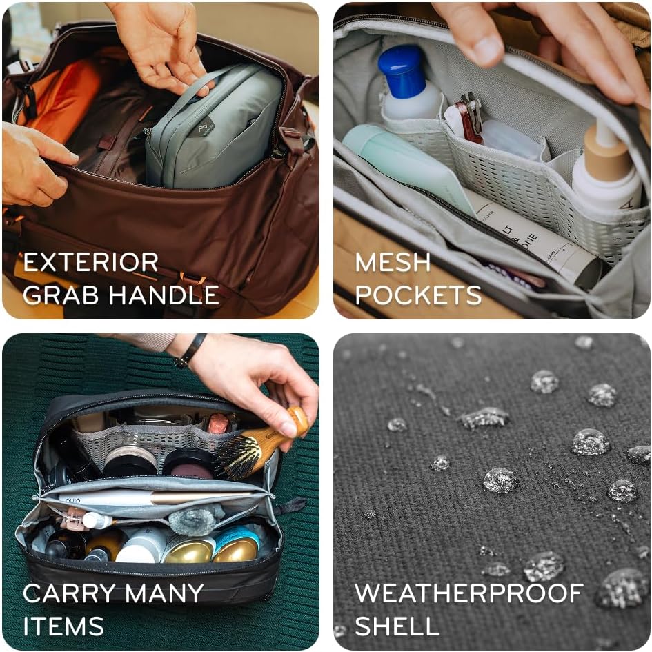 Peak Design Wash Pouch, Eclipse, Weatherproof Travel Toiletry Bag, Upright or Hanging Kit with Pockets, Magnetic Toothbrush Pocket, Wide UltraZip Opening, Toiletry Bag for Men and Women