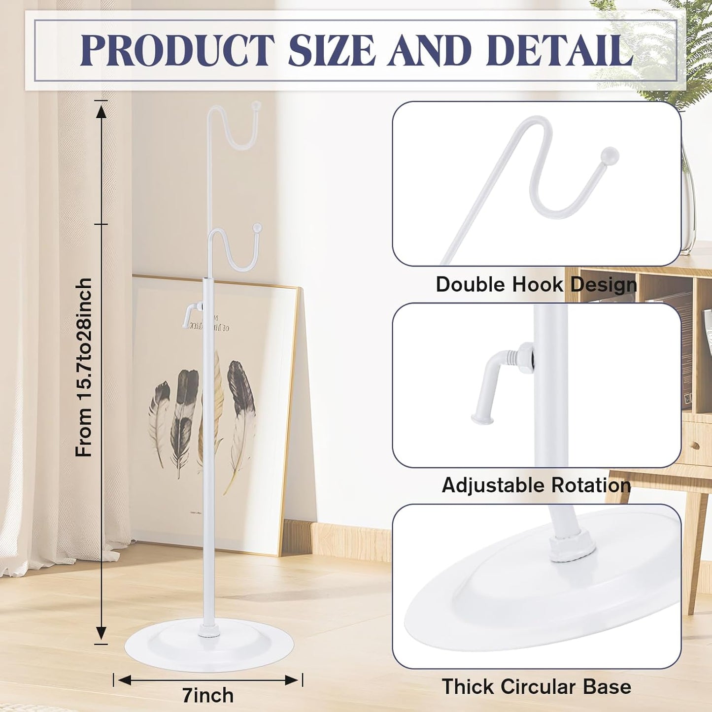 Therwen 6 Pcs Bag Display Stands Purse Display Stand Adjustable Height Handbag Holder for Home Boutique Store Counter Retail(White)
