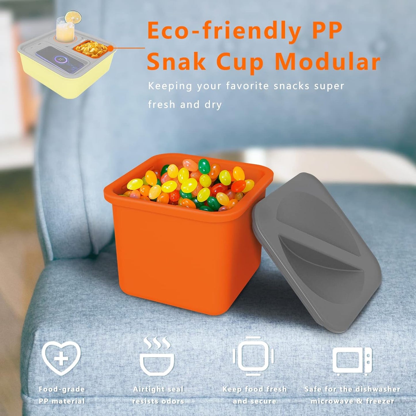 Couch Caddy Console,Self Balancing Cup Holder,Drink Snack Caddy,Wireless Charging,TV Remote Control Storage Couch Organizer - Anti Spill Sofa Console for Couch, Bed, Car, Video, Gaming