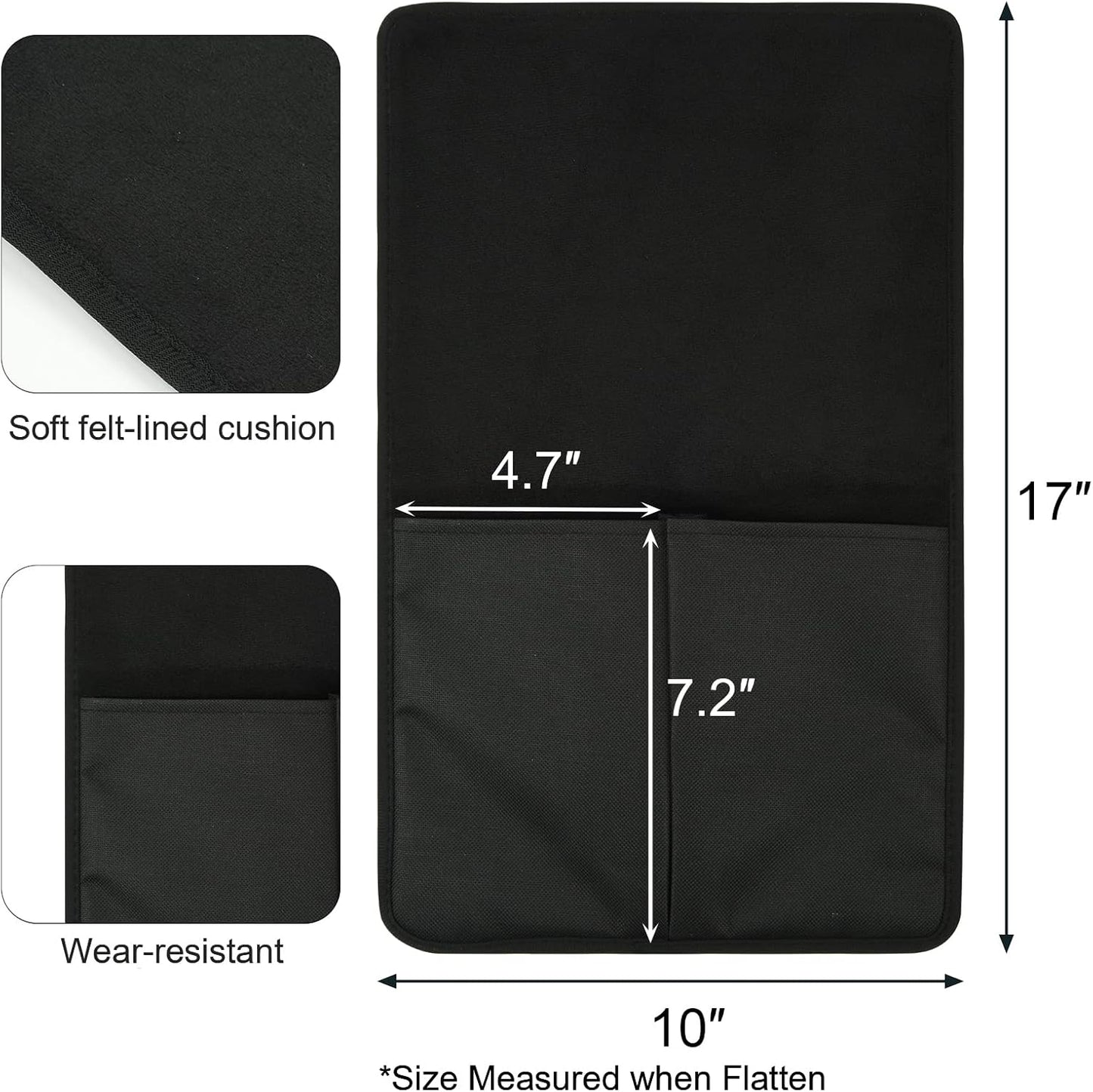 Cosmos Chair Armrest Side Organizer Bedside Caddy Organizer Wheelchair Side Storage Bag Bedside Remote Holder Water Bottle Cell Phone Holder for Couch Recliner Sofa Wheelchair, 10 inches Wide