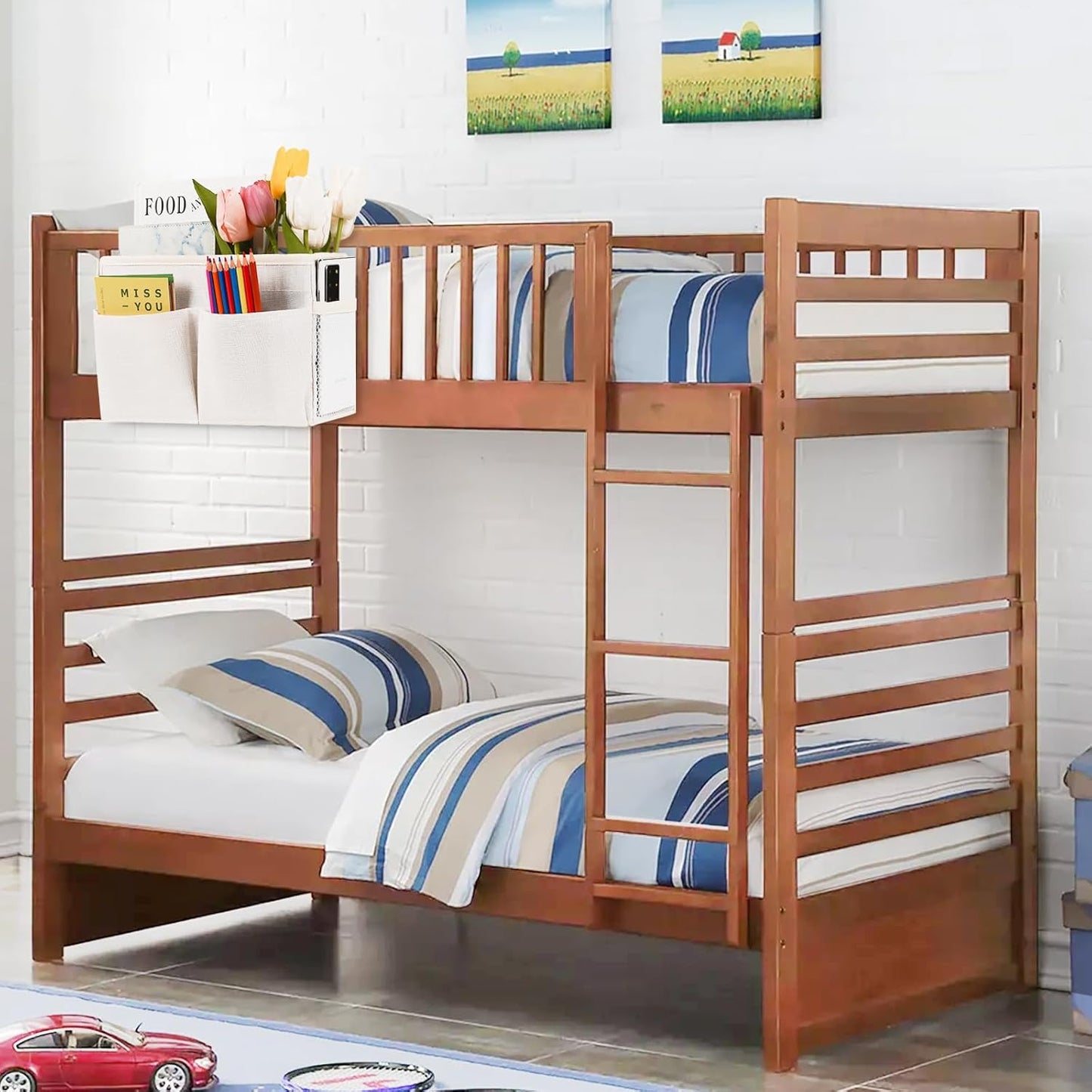 Bedside Hanging Storage Basket Headboards Bunk Beds Dorm Rooms Organizer Caddy for Storage (2Pack White)