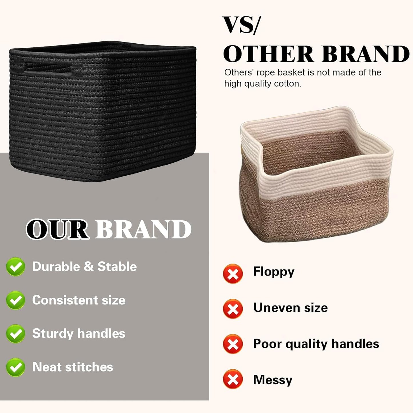 Storage Baskets for Organizing, 4 Pack Storage Baskets for Shelves, Woven Basket for Shelves, Closet Organization, Rectangle Organizer Basket Gifts Empty, 13"Lx8.7"Wx7.9"H Decorative Bins with Handles